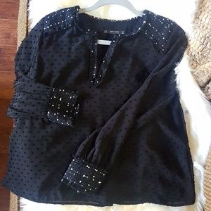 3/$15 NWT Zara Black Bouclé Blouse